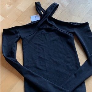 Free People black wrap neck top